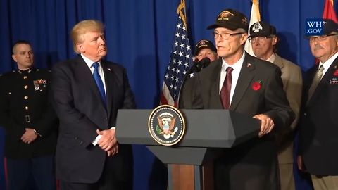 Video: Vietnam Vet Weeps on Donald Trump’s Shoulder During Ceremony