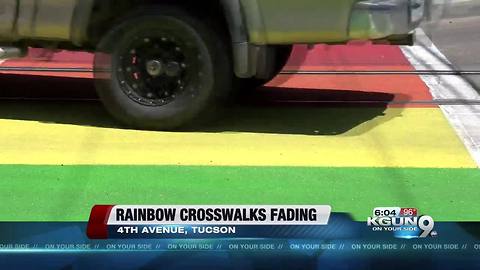 Tucson's rainbow crosswalks fading