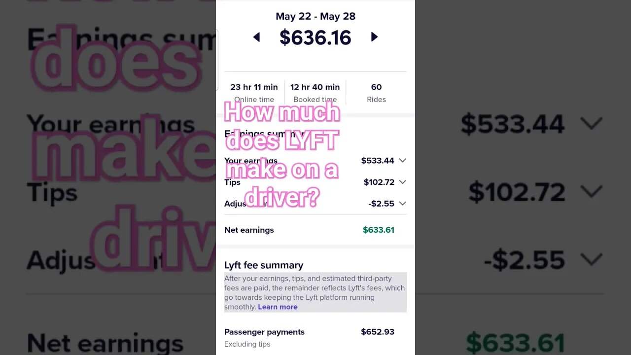 🍒 🍒 💰 LYFT FEES on a driver after a weekend 😆😅🤣 #rideshare #lyft #uber