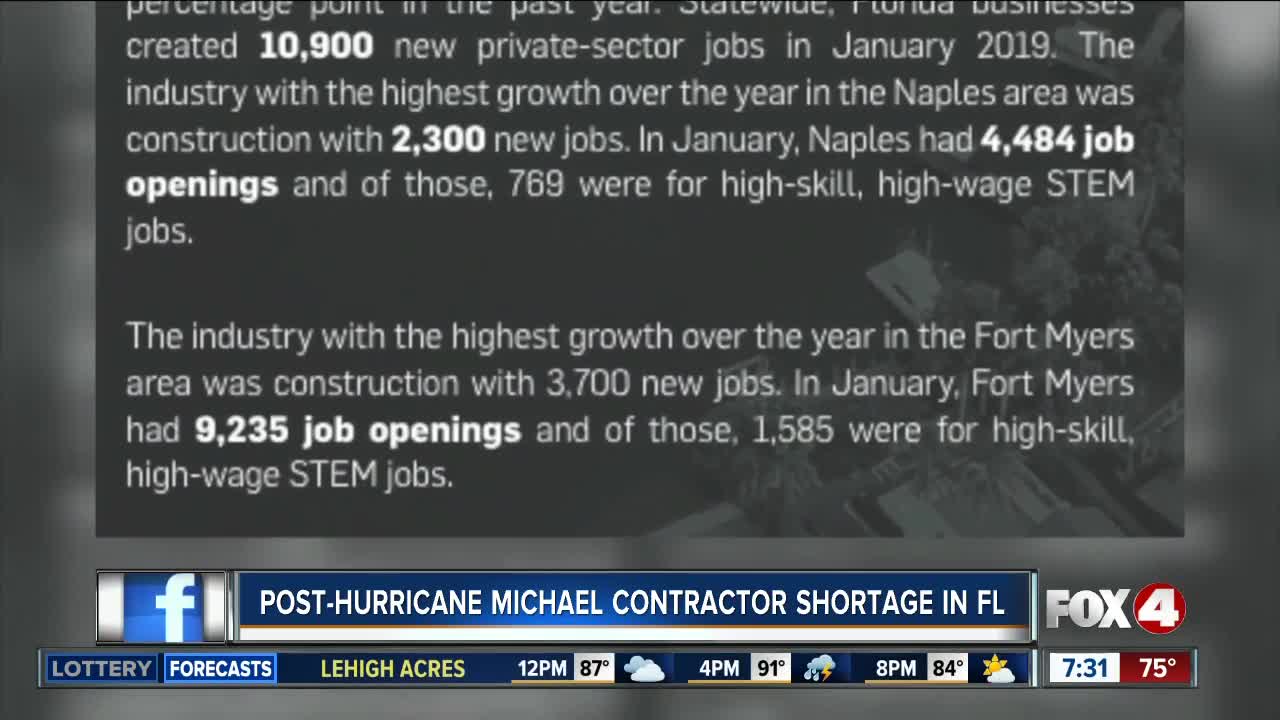 Hurricane Michael likely adding to skilled worker shortage across Florida