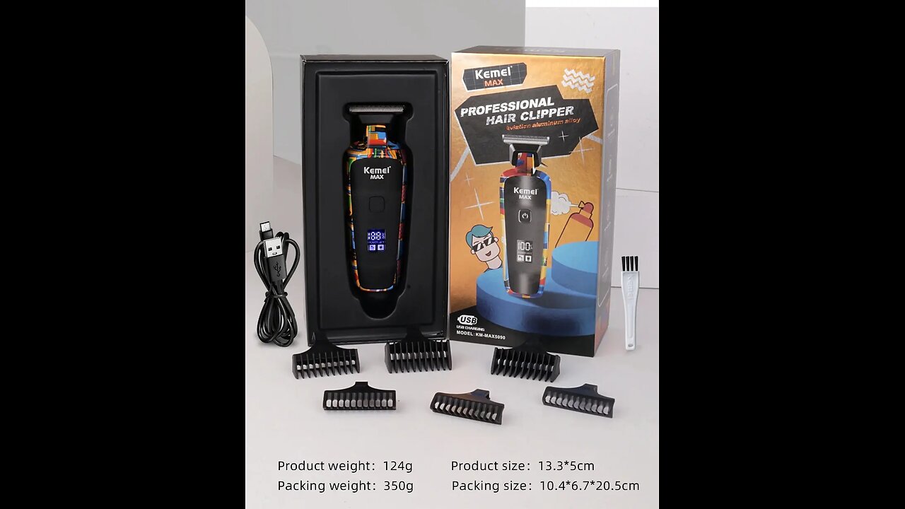 Digital Display Professional Barber Pusher For Men Hair Clipper