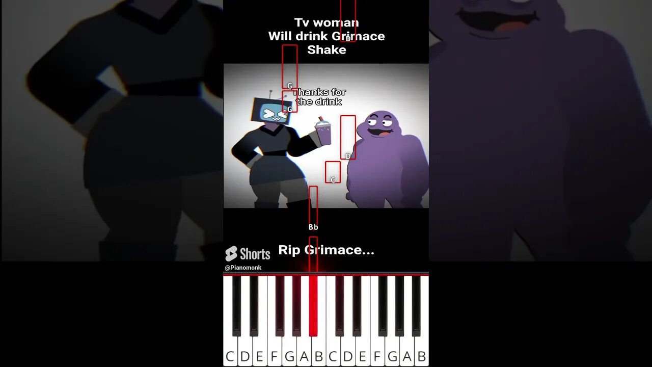 Tv Woman drinks Grimace Shake animation (@Werbuzz) - Octave Piano Tutorial