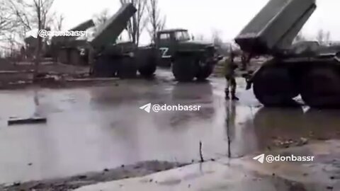Russian MLRS "Grad" work on the positions of the Armed Forces of Ukraine and national battalions in "Azovstal"