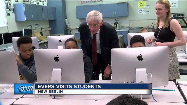 New Berlin students get visit from Tony Evers