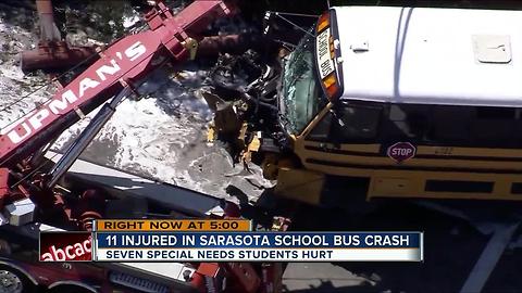 7 students, 4 adults injured in Sarasota school bus crash