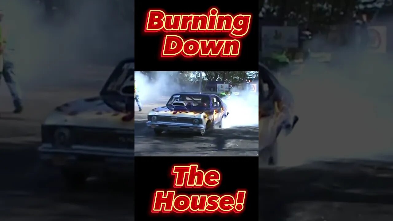 Burning Down the House! Flaming Hot Chevy Nova Burnout! #shorts