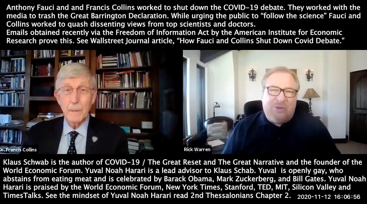 Rick Warren | Why Did Rick Warren Say, "Francis Collins and I Have Been Friends for Many Years. We Met When We Were Both Speaking at the World Economic Forum?"