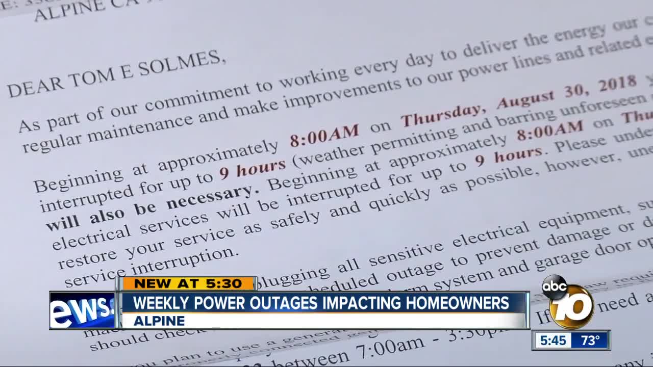 Weekly power outages impacting homeowners