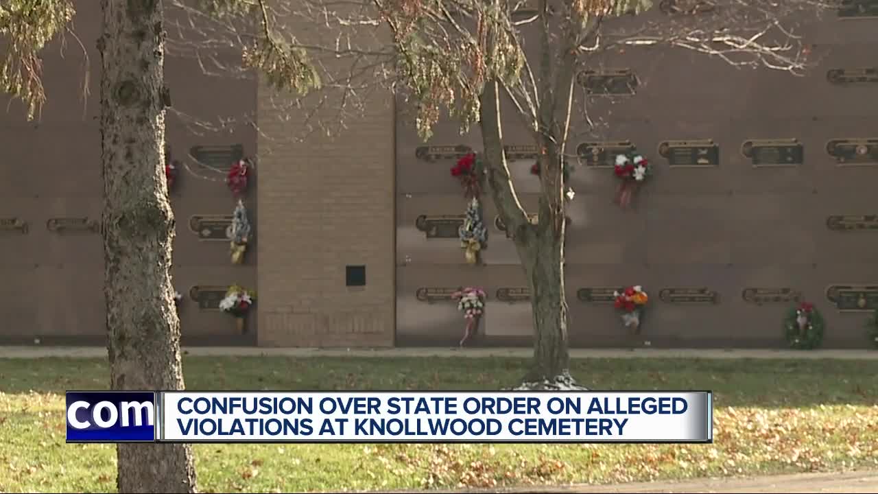 Confusion over state order on alleged violations at Knollwood Cemetery