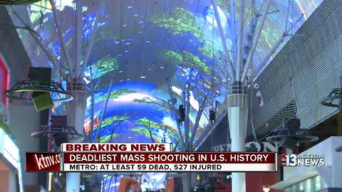 Fremont Street reacts after mass shooting