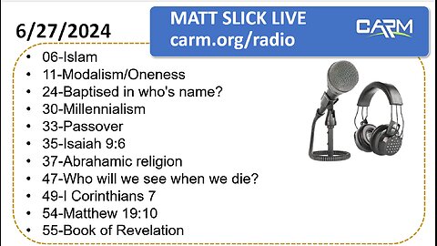 Matt Slick Live, 6/27/2024