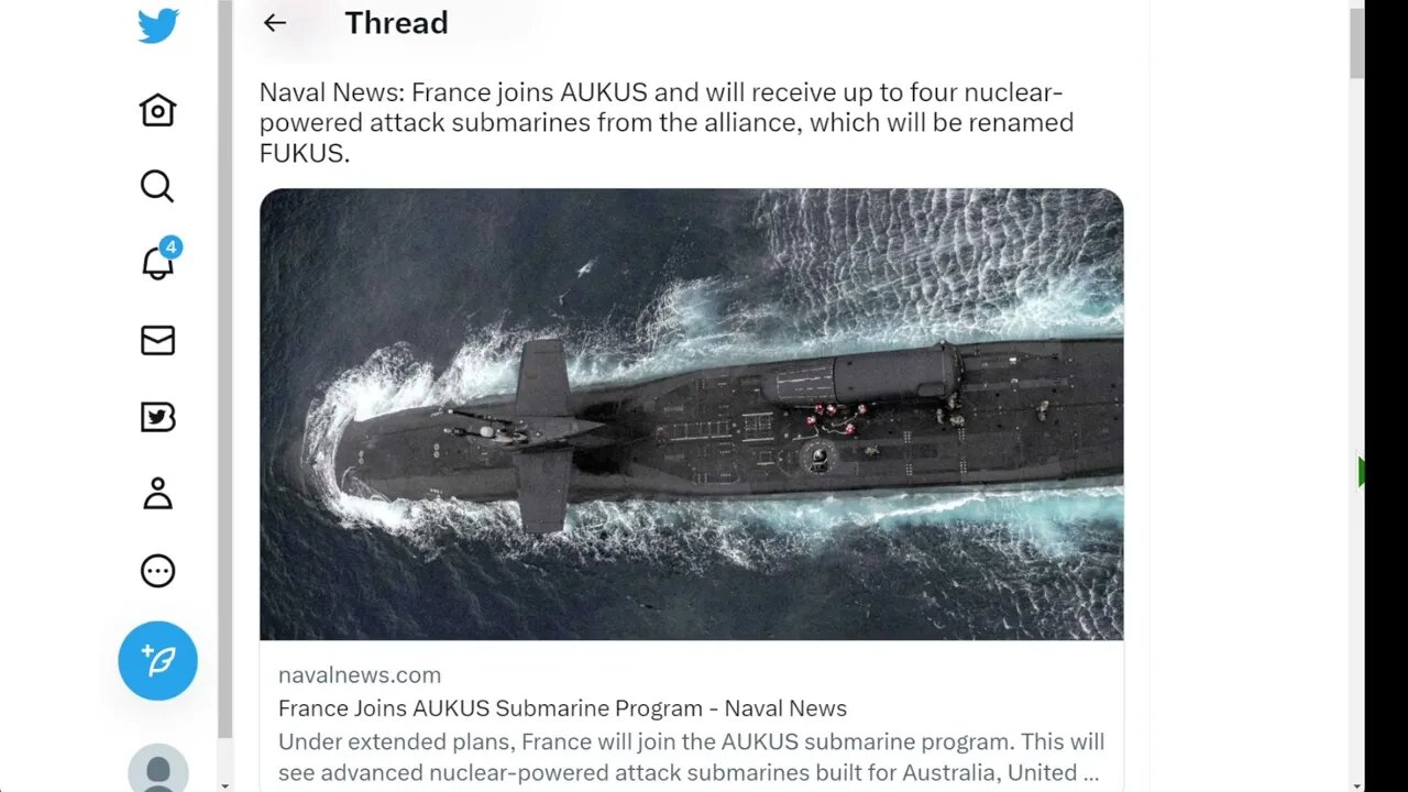 法國加入 AUKUS，最多可接收四艘核動力攻擊潛艇，加拿大出於禮貌考慮不允許加入