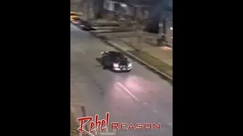 Police chase ends in Collision, knocks down half a building.