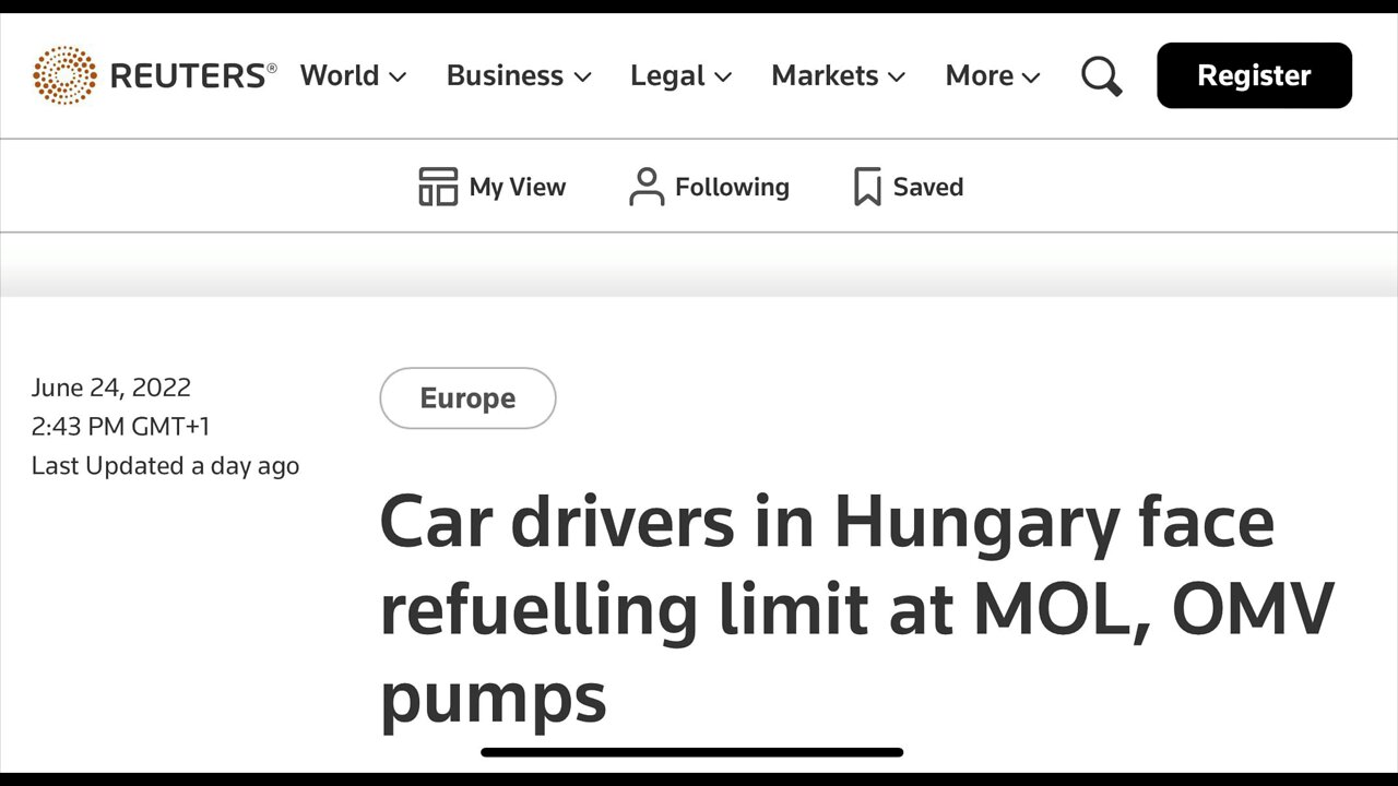 Hungary refuel limits. Germany energy issues. Brits squeezed by cost of living crisis