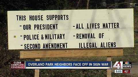 Overland Park neighbors face off in sign war