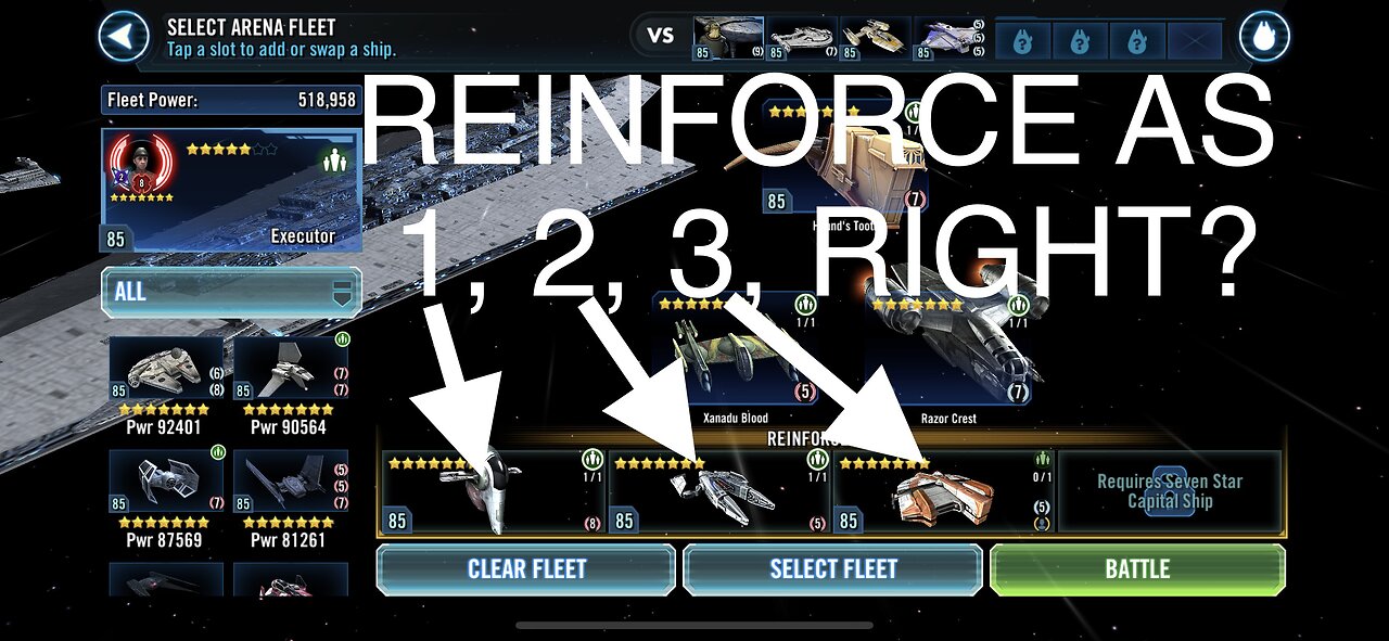 Ship Reinforcement AI Call Guide | Star Wars Galaxy of Heroes