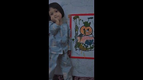 baby cute with paint