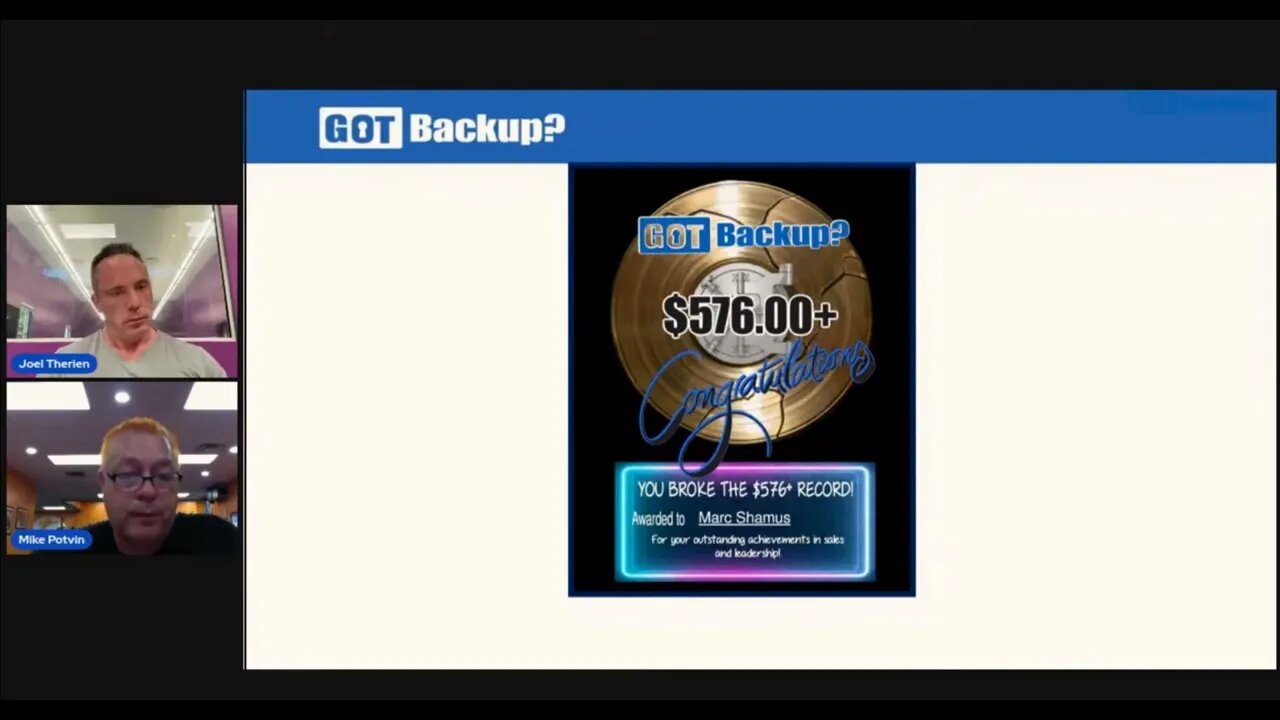 GOTBACKUP Live Webinar Marc Shamus Recognition