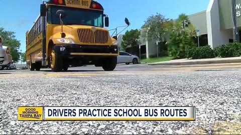 Bus drivers practice routes before heading back to school