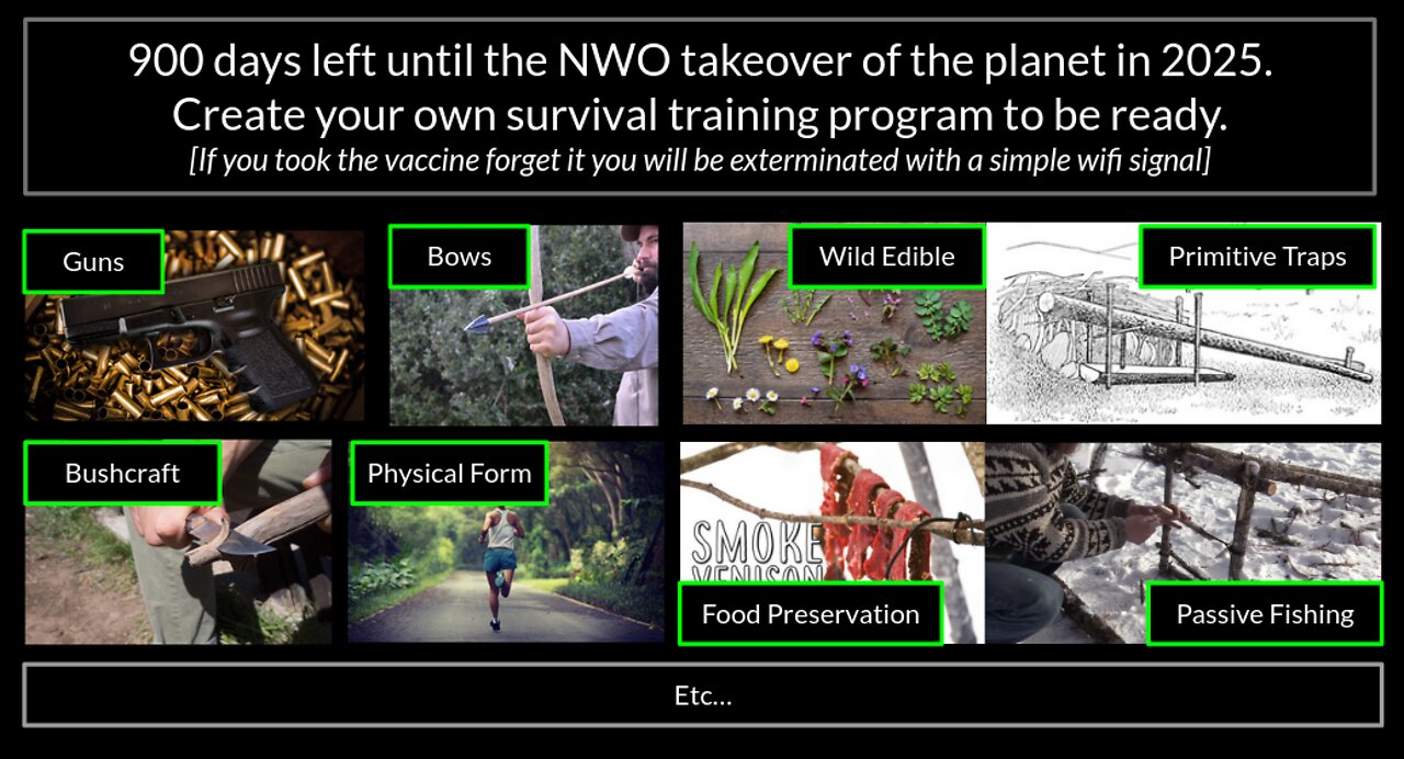 [Surviving the NWO][Planning] 900 days left until the NWO takeover of the planet in 2025.
