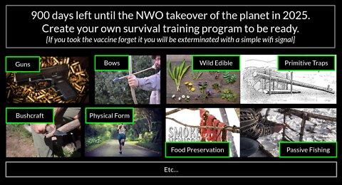[Surviving the NWO][Planning] 900 days left until the NWO takeover of the planet in 2025.