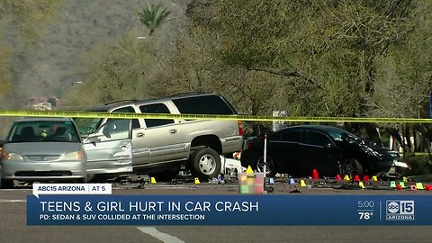 Teens and 10-year-old hurt in crash near Central and Northern avenues