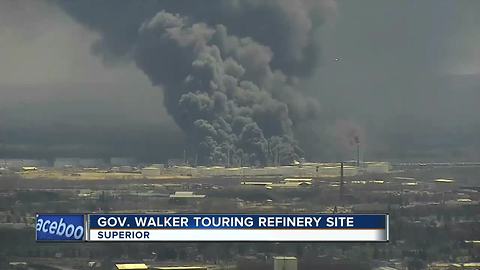 Gov. Walker tours refinery explosion site