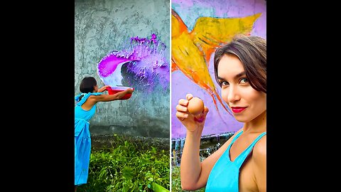 She created a wall art piece with just her bare hands! 🖌️ What a beautiful masterpiece! 🎨