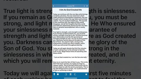 Lesson 94 A Course in Miracles “I am as God Created me” #acim