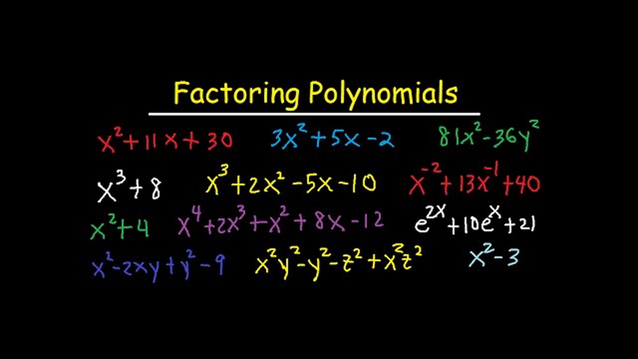 Factoring Polynomials - By GCF, AC Method, Grouping, Substitution, Sum & Difference of Cubes