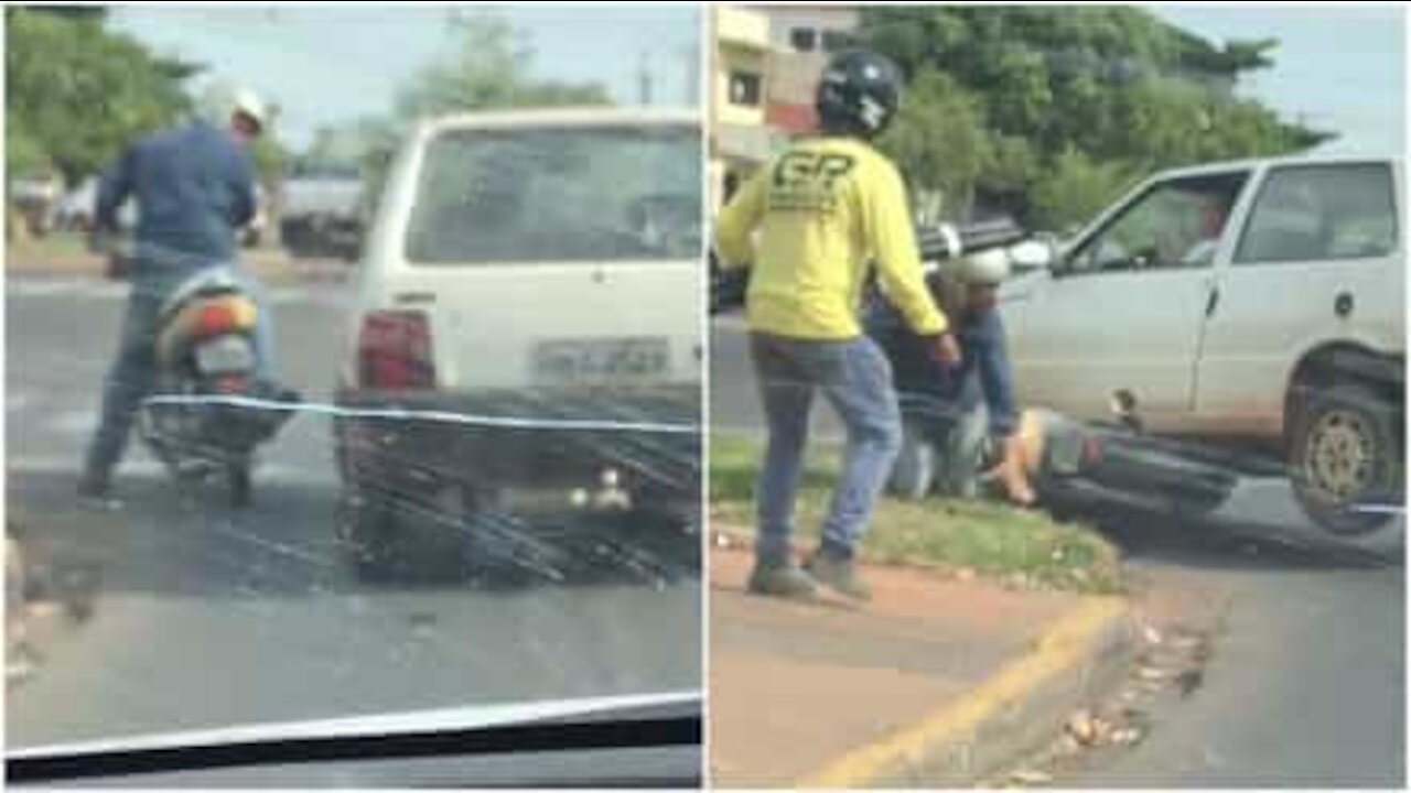 Conducente infuriato passa sopra il motociclista