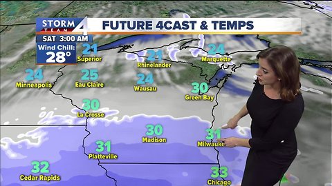 Morning snow, partly cloudy Saturday