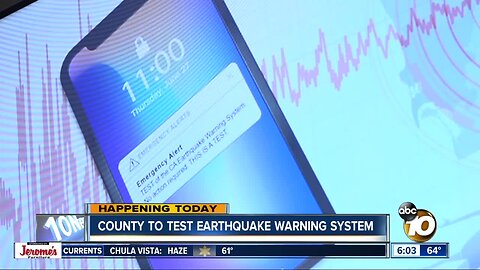 Earthquake warning system being tested throughout San Diego County