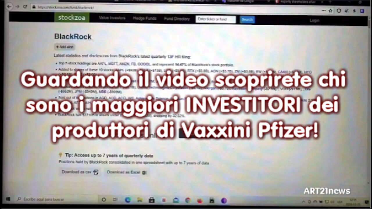Guardando il video scoprirete chi sono i maggiori INVESTITORI dei produttori di Vaxxini Pfizer!
