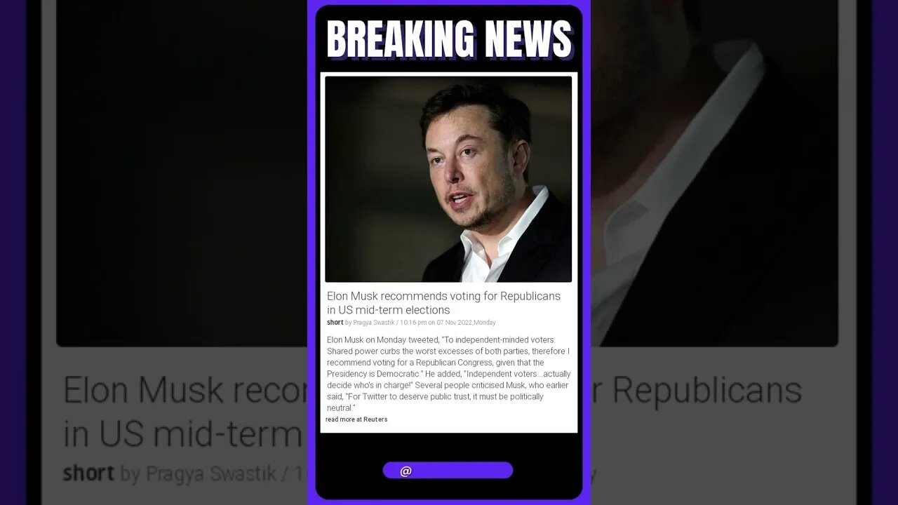 Elon Musk recommends voting for Republicans in the US mid-term elections! | #shorts #news