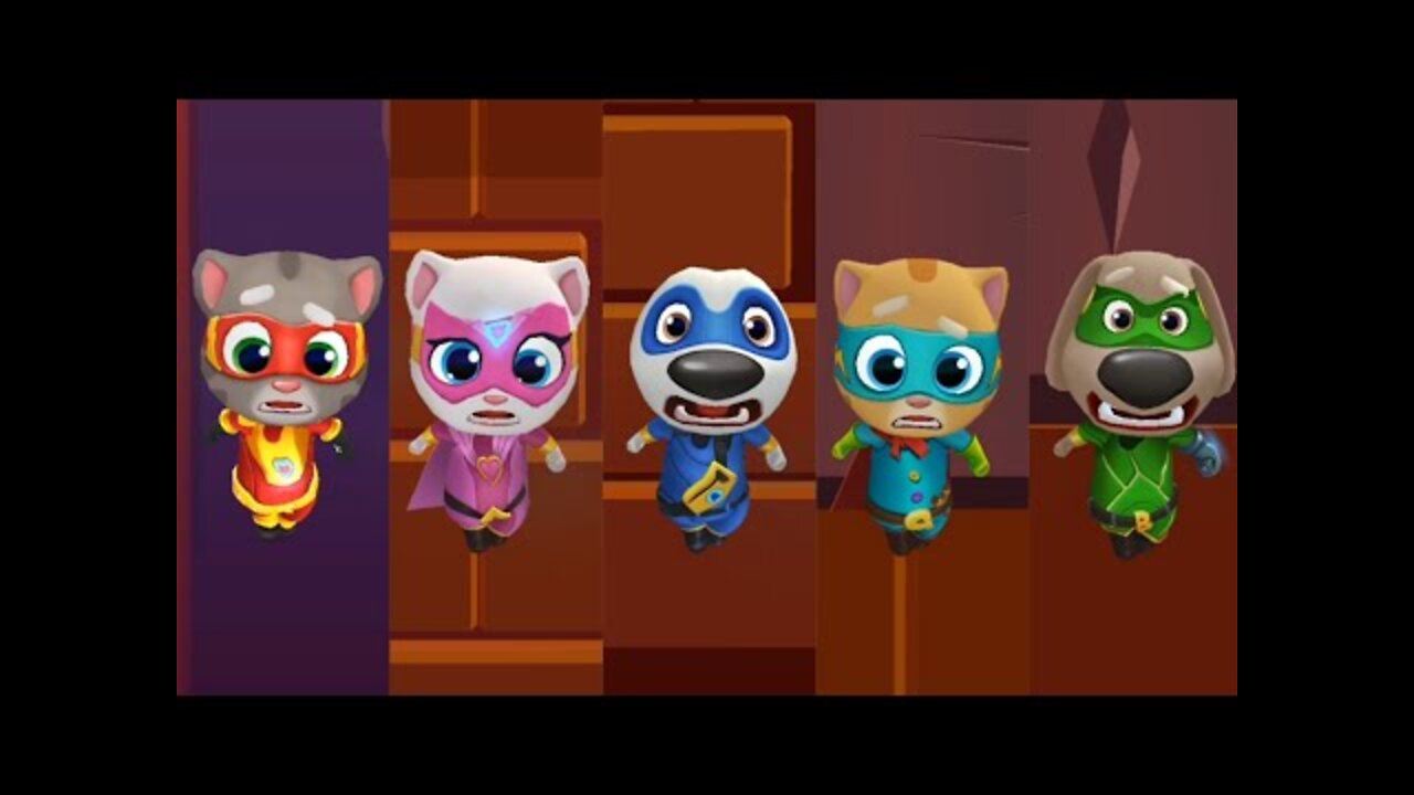 Talking Tom Hero Dash - Funny Moment 5 Heroes Failed In Sliding Walls Gameplay