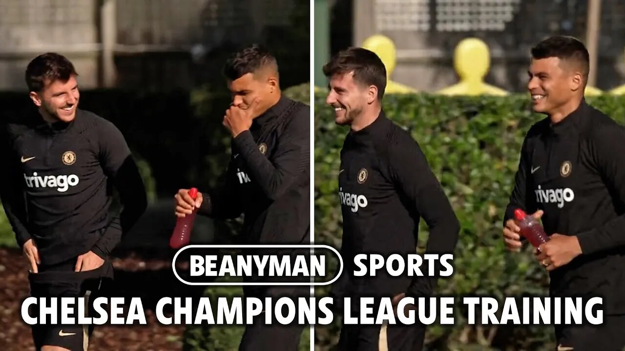 Mason Mount & Thiago Silva share jokes as Chelsea train ahead of RB Salzburg in the Champions League