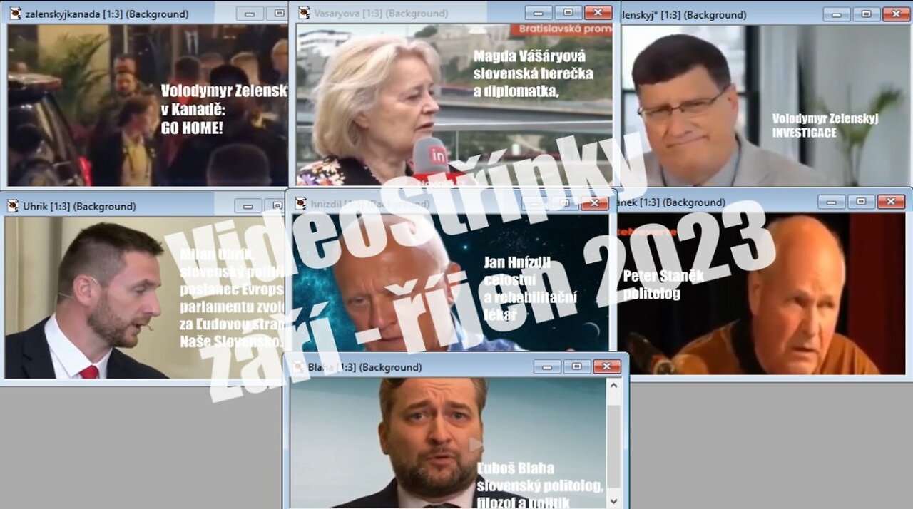 Videostřípky září - říjen 2023: Uhrík, Vašáryová, Blaha, 2x Zelenskyj, Hnízdil, Staněk