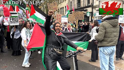 pro-Palestinian march in Cardiff city center for a Free Palestine