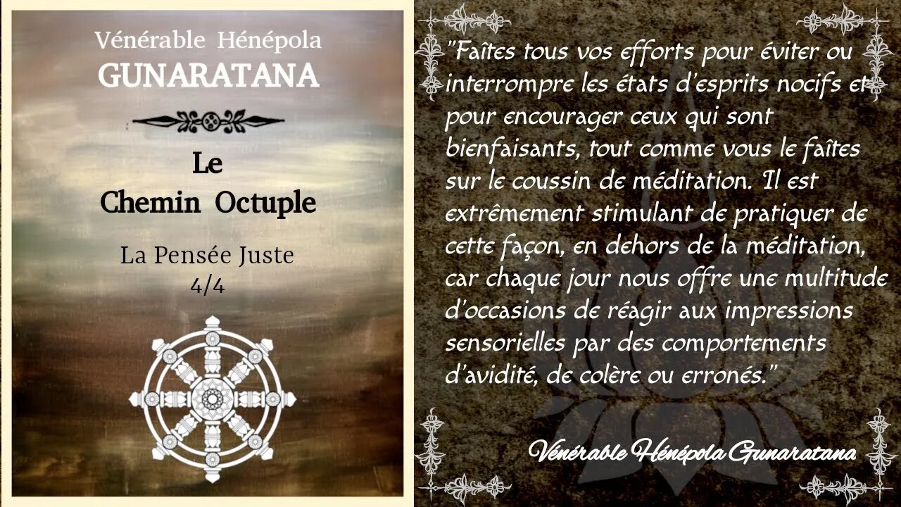 Le Chemin Octuple - La Pensée Juste 4/4 - Hénépola Gunaratana [Théravada]