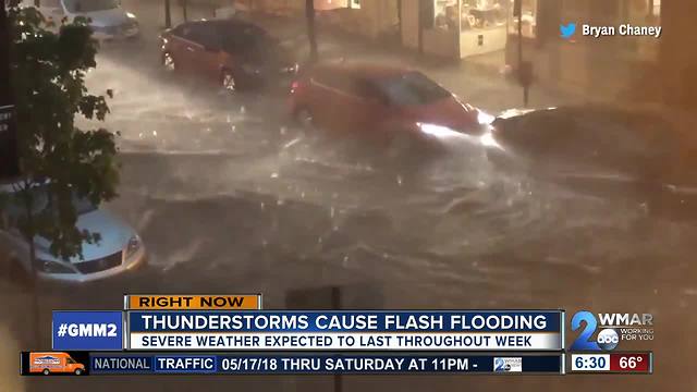 Thunderstorms cause flash flooding in Maryland