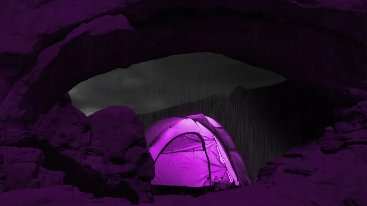 Heavy Rain On Tent and Thunderstorm Sounds For Sleeping -Lightening Effect In The Desert Mountains