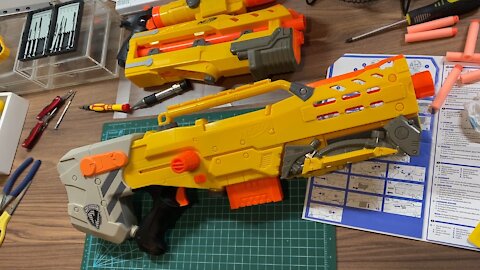 #245 Nerf 新手上路 - 黃狙 Longshot CS-6 初試: 改 9KG 彈弓, 氣密改善, 槍托加固