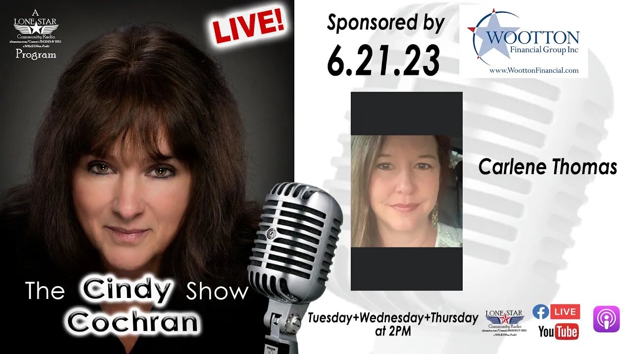 6.21.23 - Carlene Thomas - The Cindy Cochran Show on Lone Star Community Radio