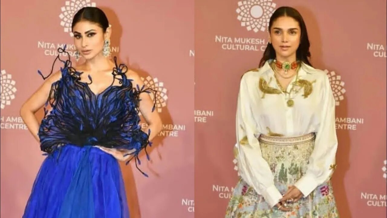 Mouni Roy Gorgeous in Blue Dress at Nita Ambani's NMACC launch