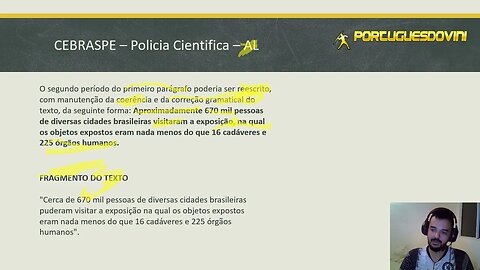 Questão - 01 - Policia Cientifica AL - Língua Portuguesa Cespe 2023