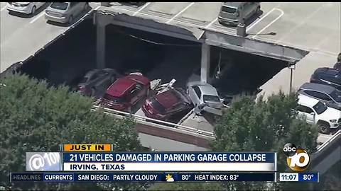 21 vehicles damaged in parking garage collapse