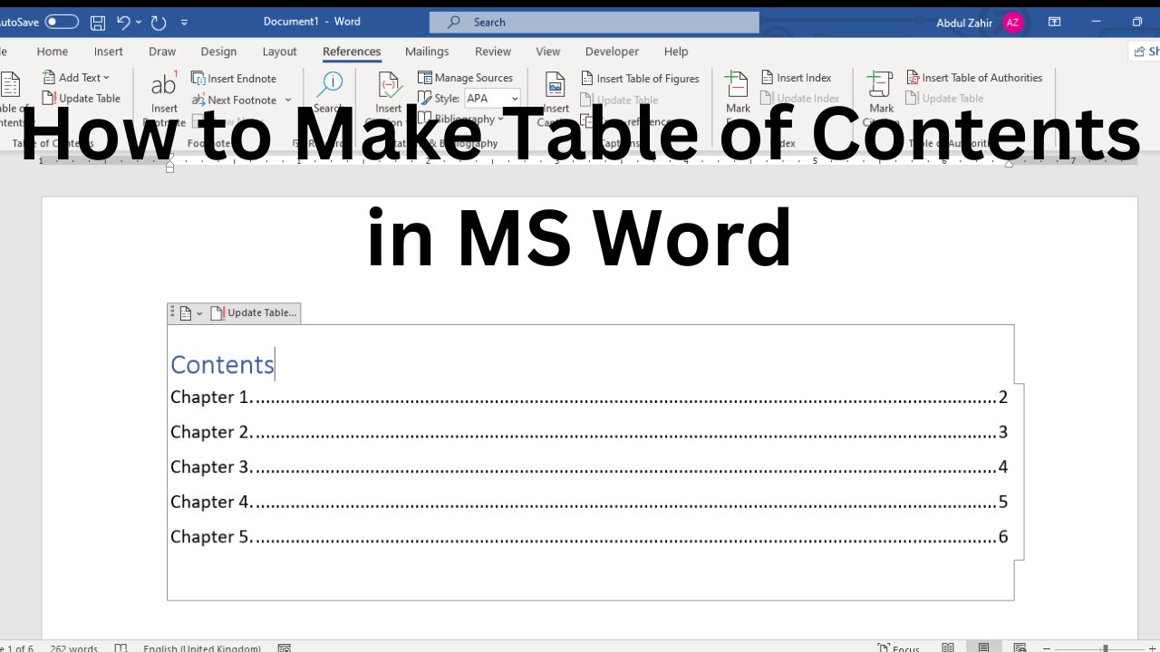 How to Make Table of Contents in MS Word