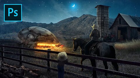 Creating a UFO CRASH Scene in Photoshop! Photo Manipulation Speed Art