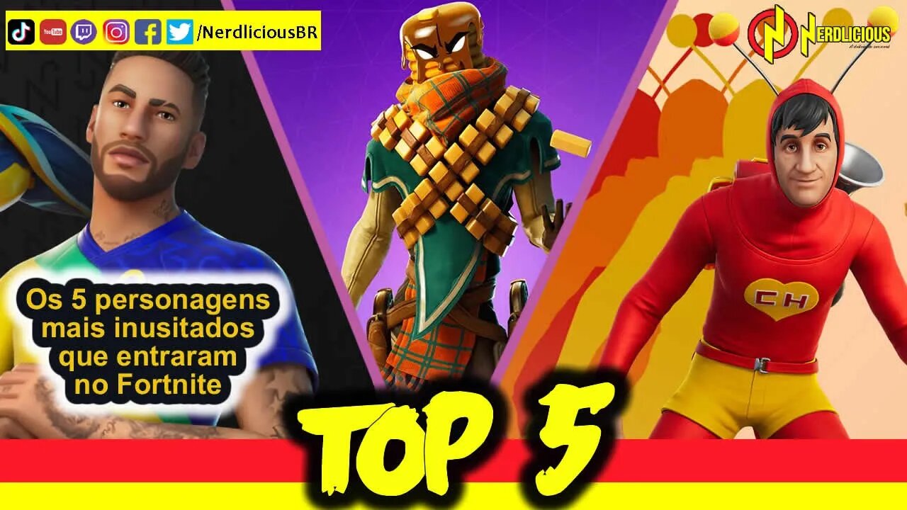 🔝 TOP 5! Os 5 personagens mais inusitados que entraram no FORTNITE! Confira a lista!